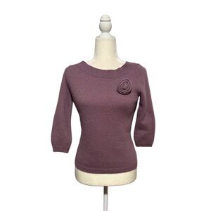 Elegant Mauve Sweater with Floral Accent